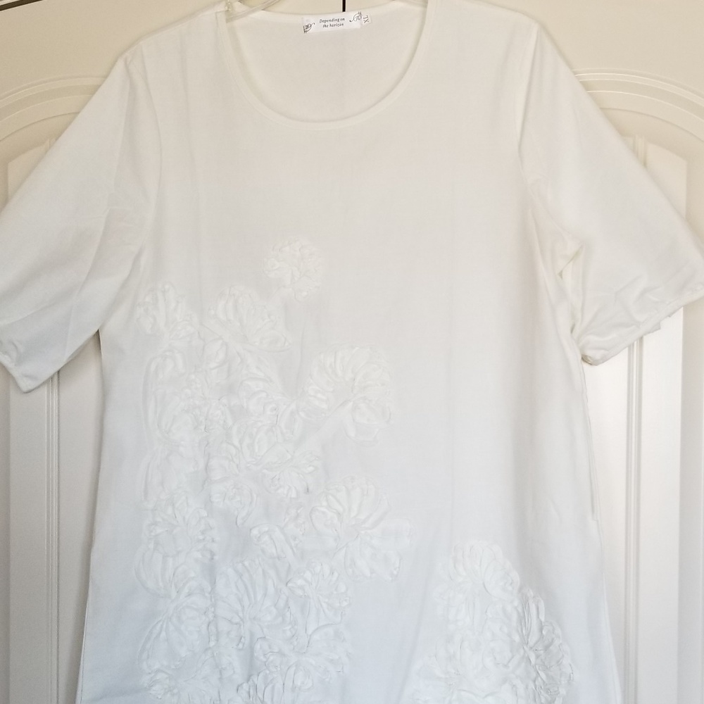 White 100% cotton embroidery dress